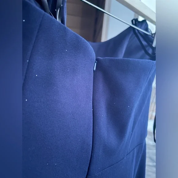 🆕 AQUA Formal Navy Blue Sleeveless Maxi Dress Slit Elegant Evening Gown Size 8 - Picture 7 of 15